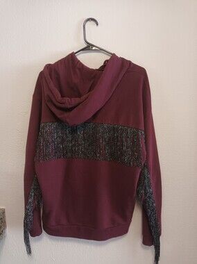 Western Sparkly Fringe Maroon Hoodie Dress